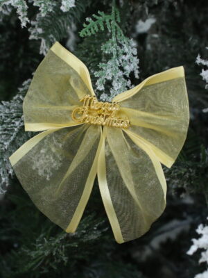 8 Nơ vàng trang trí noel 10cm