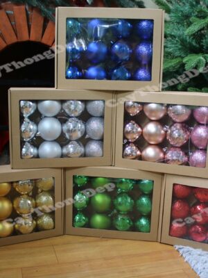 Hộp 12 châu trang trí noel 8cm <br> Mẫu: Vàng - Đỏ - Bạc - Hồng - Xanh lá - Xanh dương