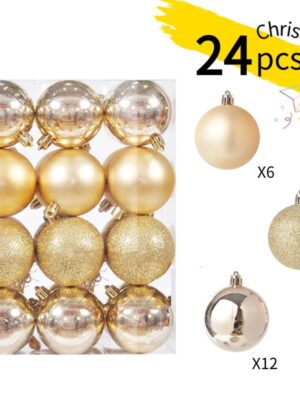 24 châu trang trí noel 4cm <br> Mẫu: Đỏ - Vàng - Bạc